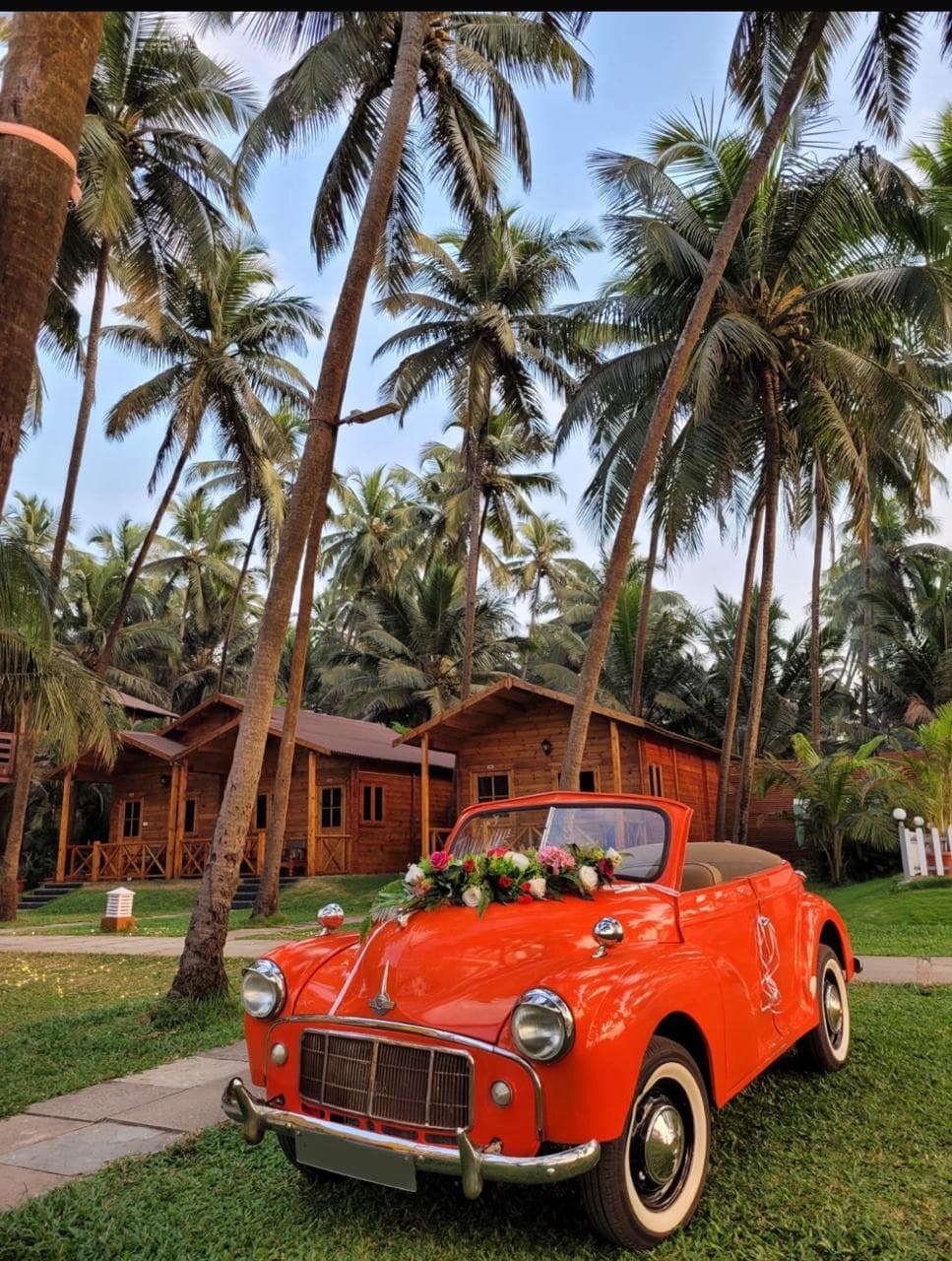 Vintage Mini Morris — Orange Open Hood