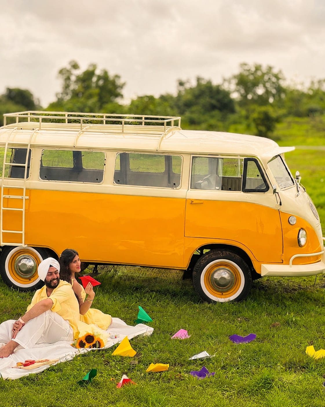 Vintage VW Camper Van - Yellow